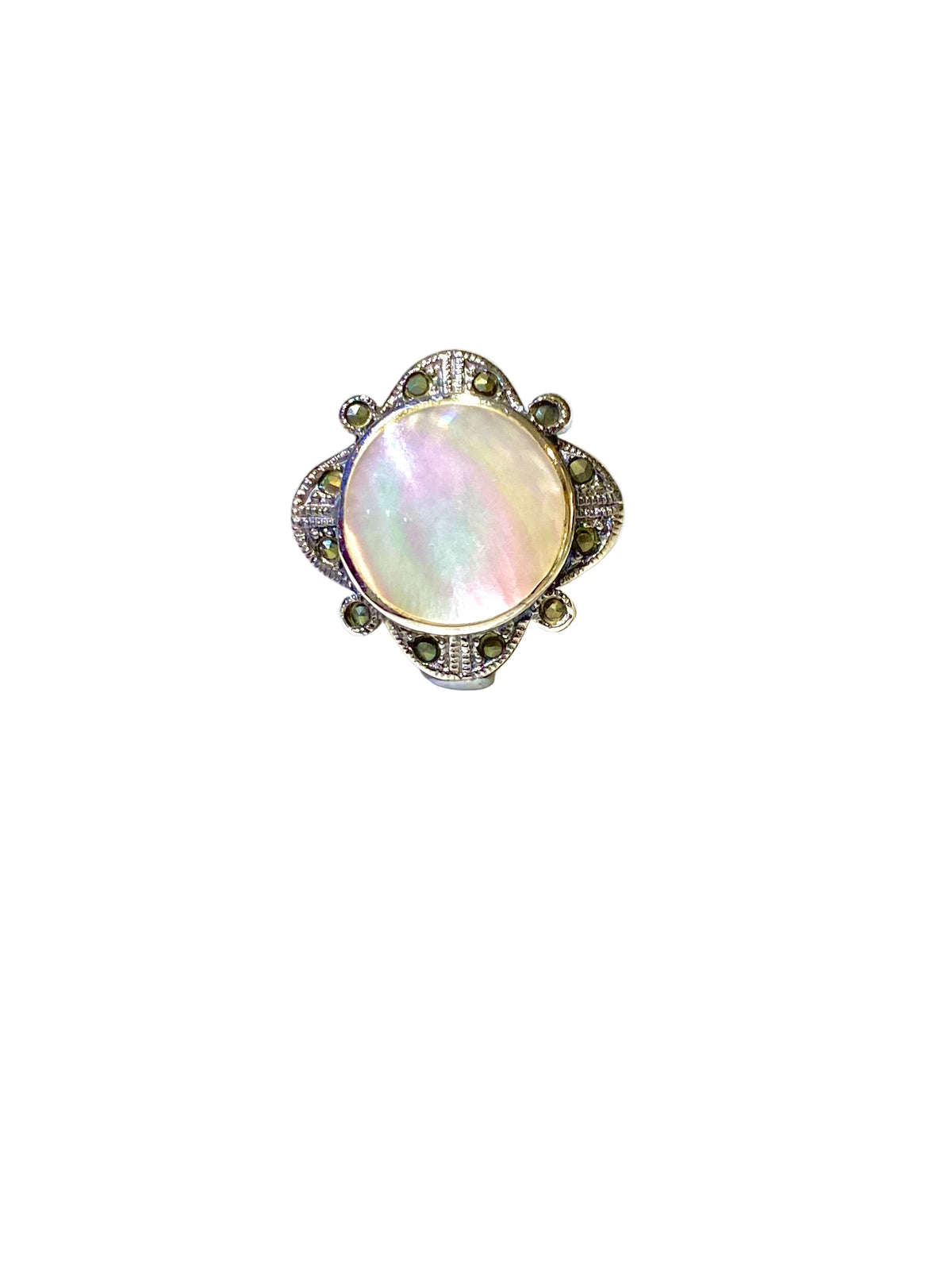 Mother of Pearl and Marcasite Ring in Sterling Silver
