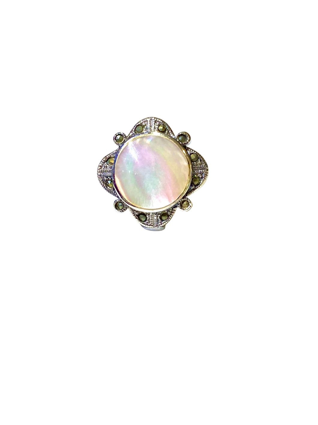 Mother of Pearl and Marcasite Ring in Sterling Silver