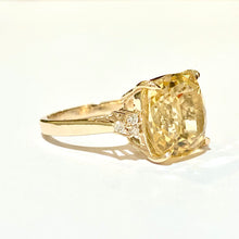 9ct Rose Gold 5ct Cushion Cut Citrine and Diamond Ring