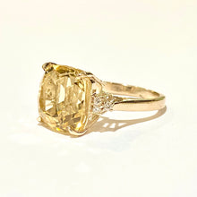 9ct Rose Gold 5ct Cushion Cut Citrine and Diamond Ring