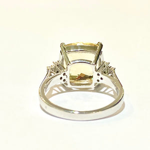 9ct White Gold Citrine and Diamond Ring