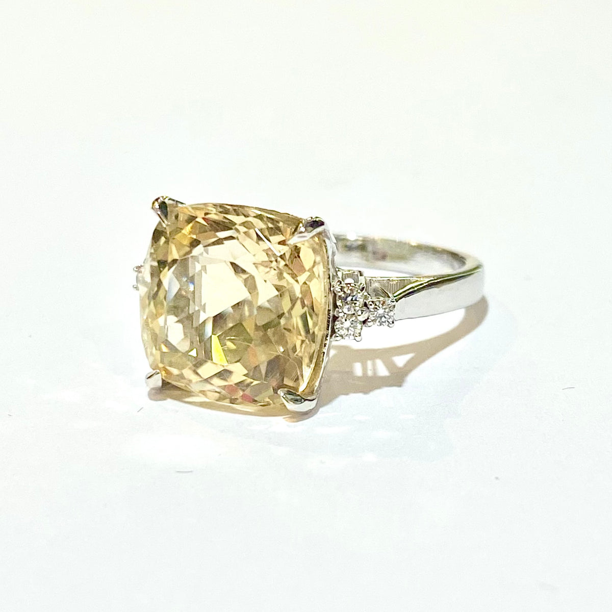 9ct White Gold Citrine and Diamond Ring