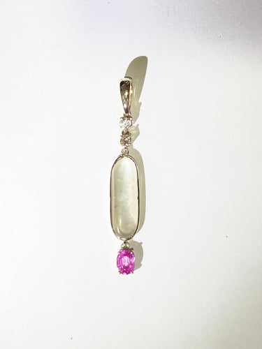 Diamond, Moonstone and Pink Sapphire 9ct White Gold