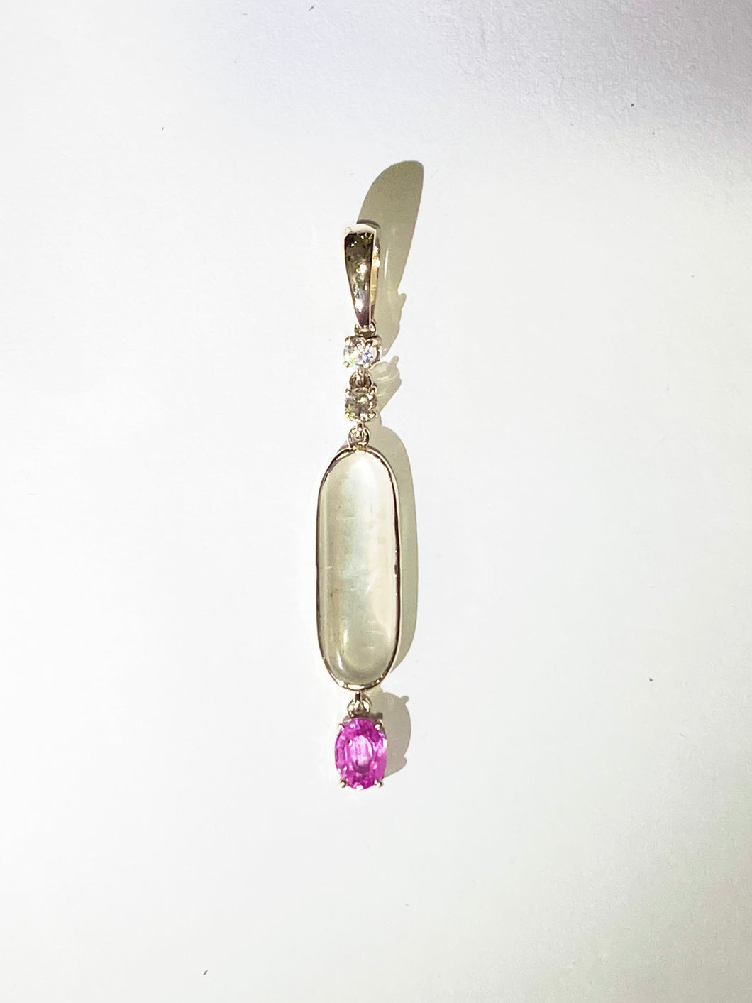 Diamond, Moonstone and Pink Sapphire 9ct White Gold