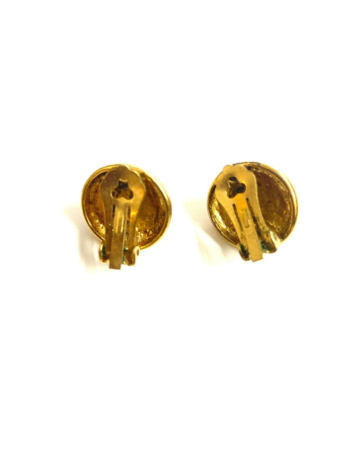 Soak pool set in base metal gold plate $150 clip on earrings