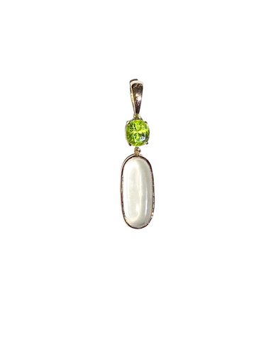 Moonstone and Peridot 9ct Gold Pendant