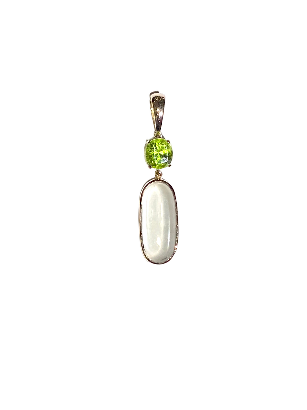 Moonstone and Peridot 9ct Gold Pendant