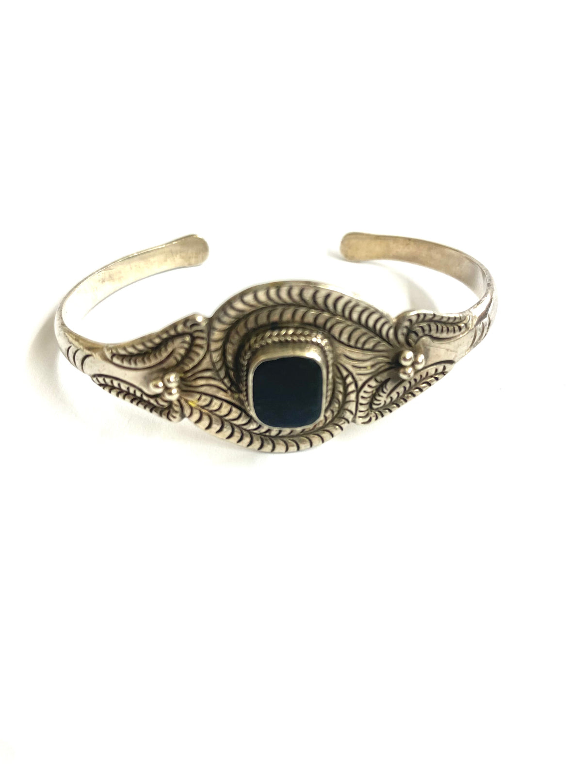 Sterling silver Navajo Indian Onyx set cuff
