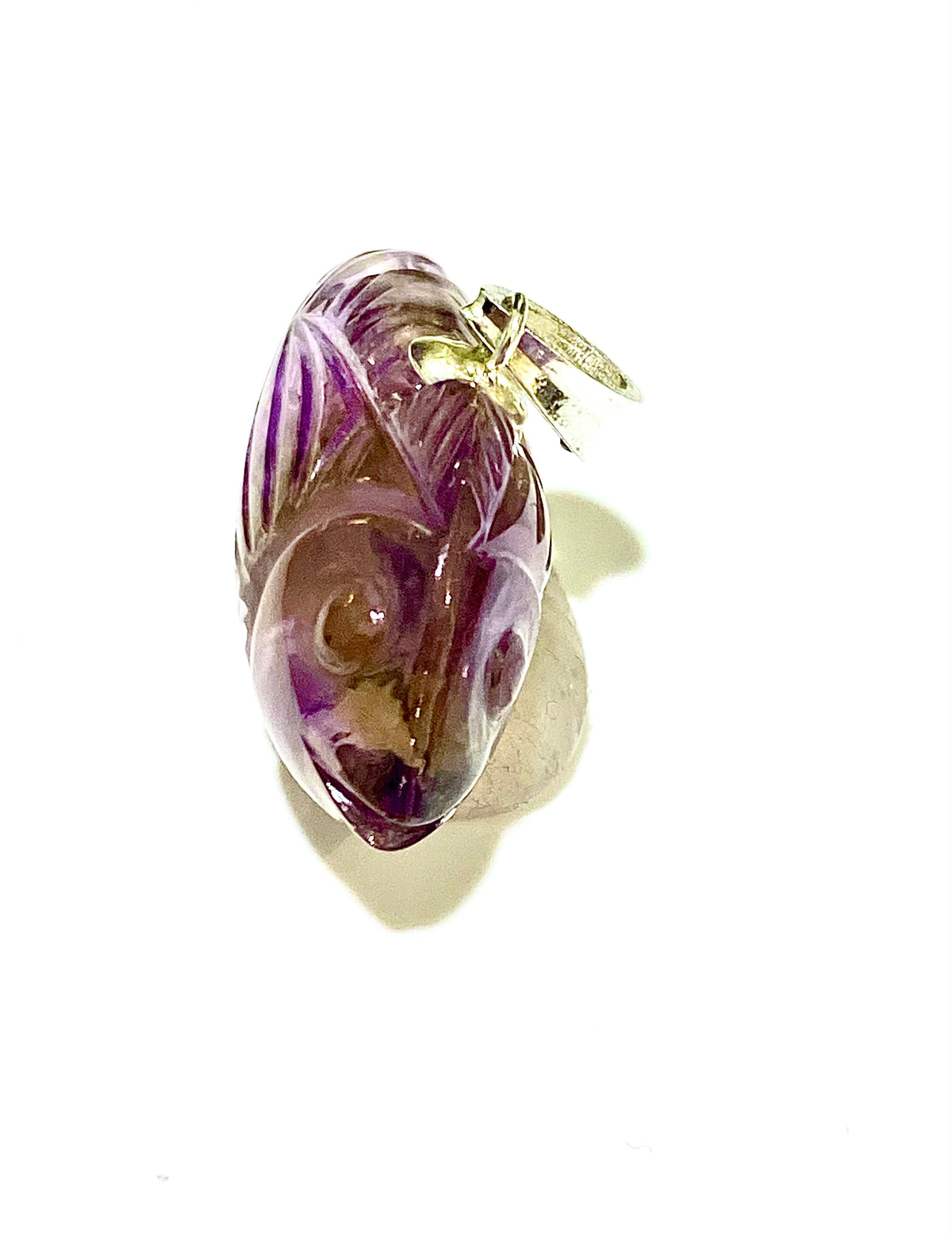 Hand-Carved Amethyst Fish Pendant