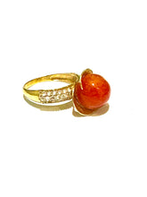 Natural Jade Ring in 14ct Yellow Gold with Diamond Accents