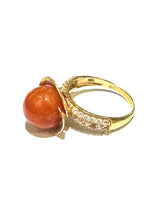 Natural Jade Ring in 14ct Yellow Gold with Diamond Accents