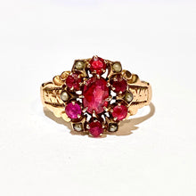Antique Rose Gold Seed Pearl and Pink Tourmaline Ring