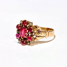 Antique Rose Gold Seed Pearl and Pink Tourmaline Ring