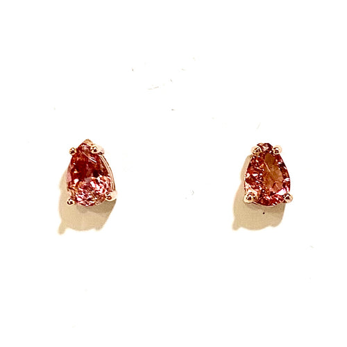 9ct Rose Gold Pink Tourmaline Teardrop Stud Earrings