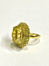 Sterling Silver yellow gold plated Green Citrine cocktail Ring