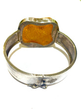 Sterling Silver Hinged Bangle with Cabochon Amber