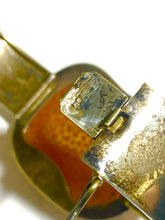 Sterling Silver Hinged Bangle with Cabochon Amber