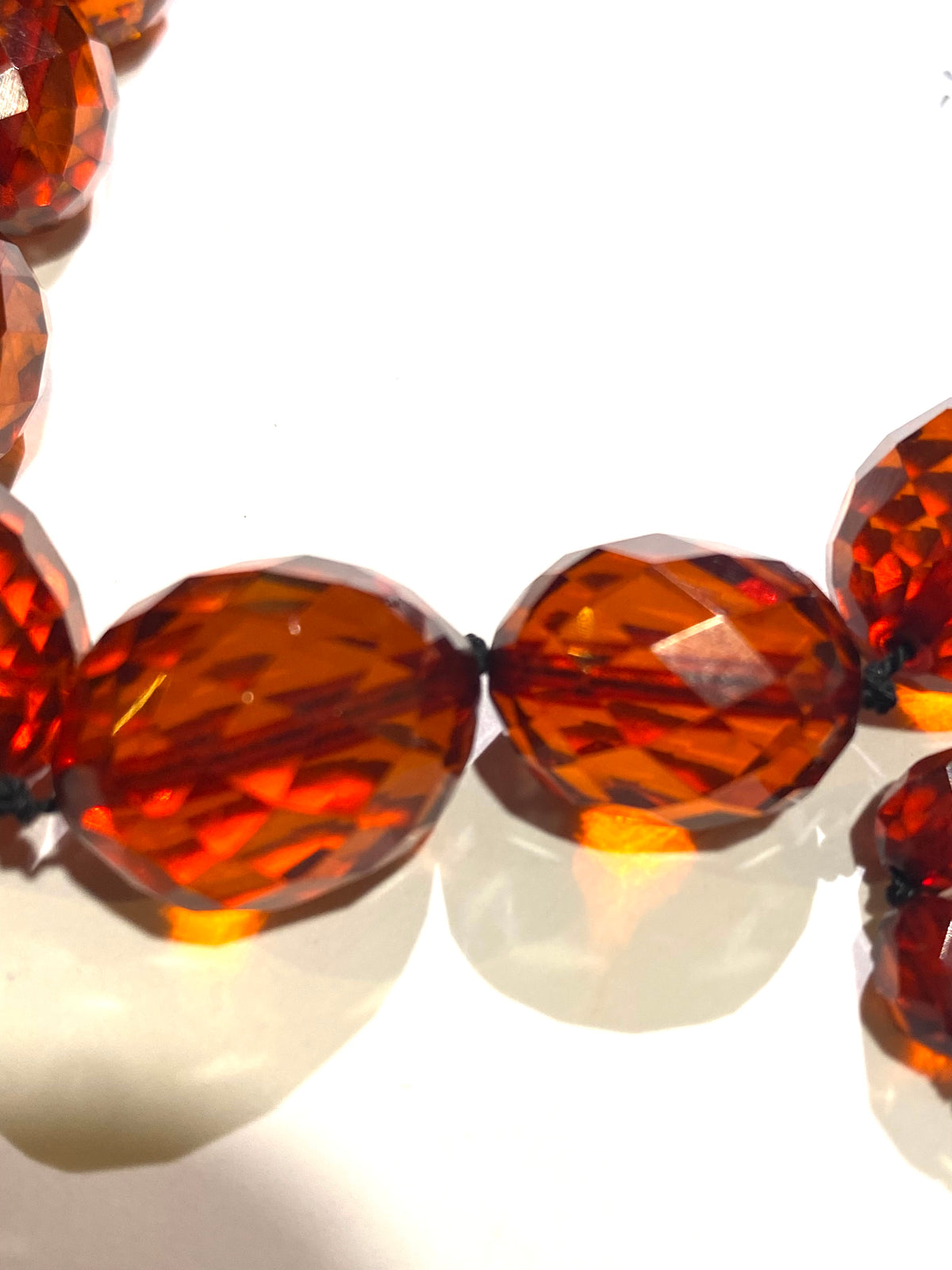 Antique Graduated Natural honey faceted Amber Necklace