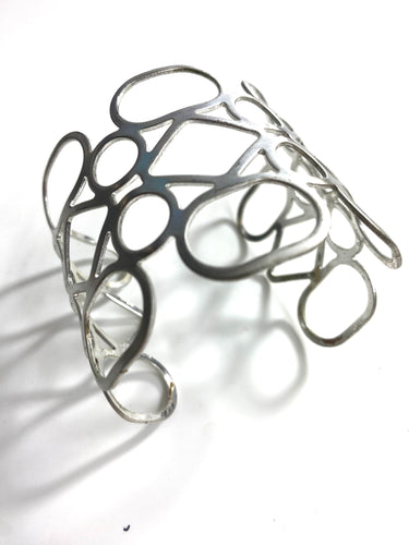 Sterling Silver Open Cuff with Geometric shapes
