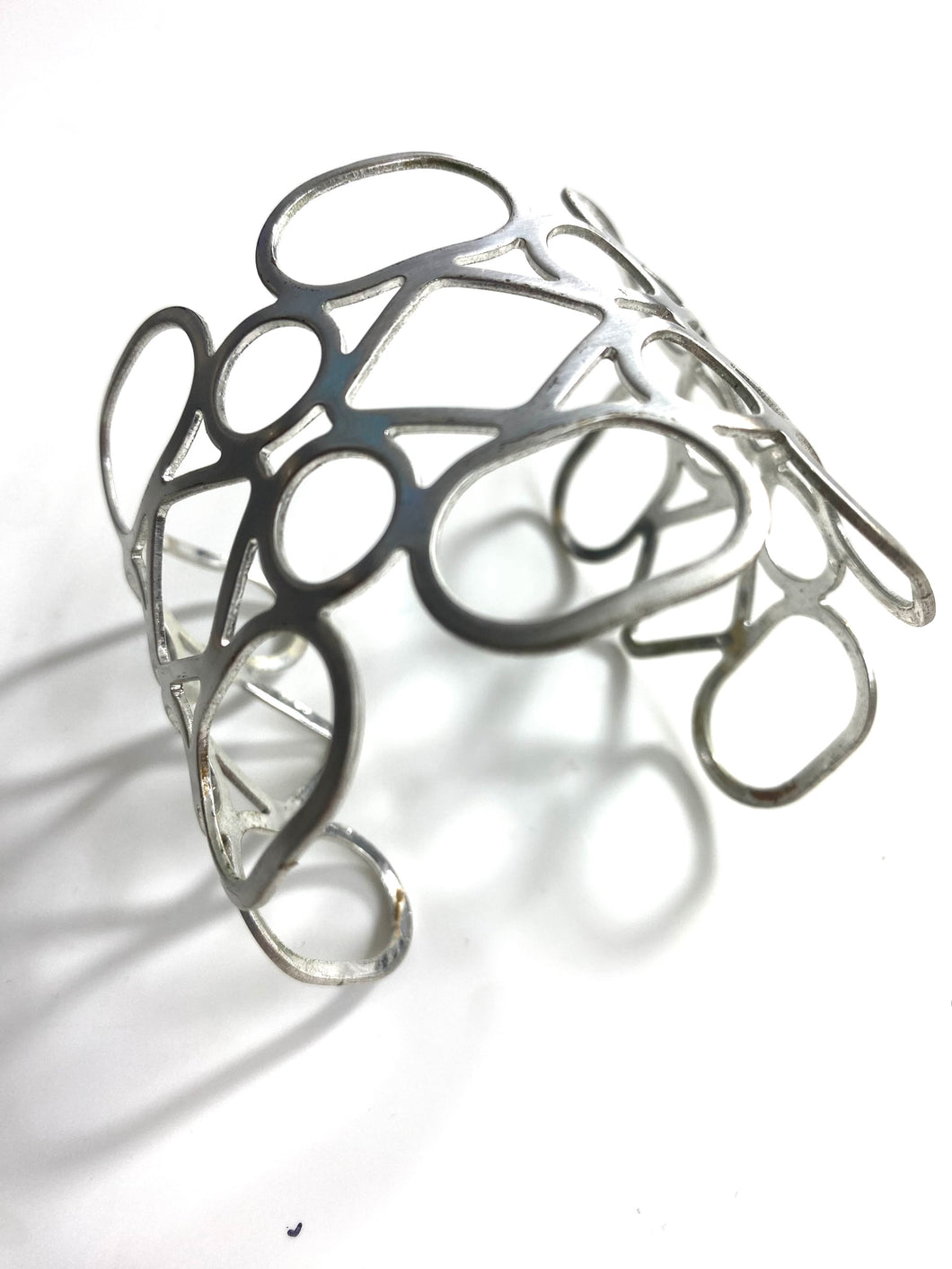 Sterling Silver Open Cuff with Geometric shapes
