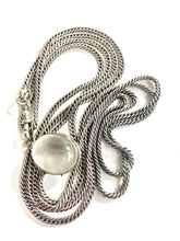 Antique half curb link sterling silver chain with opening rock Crystal Locket