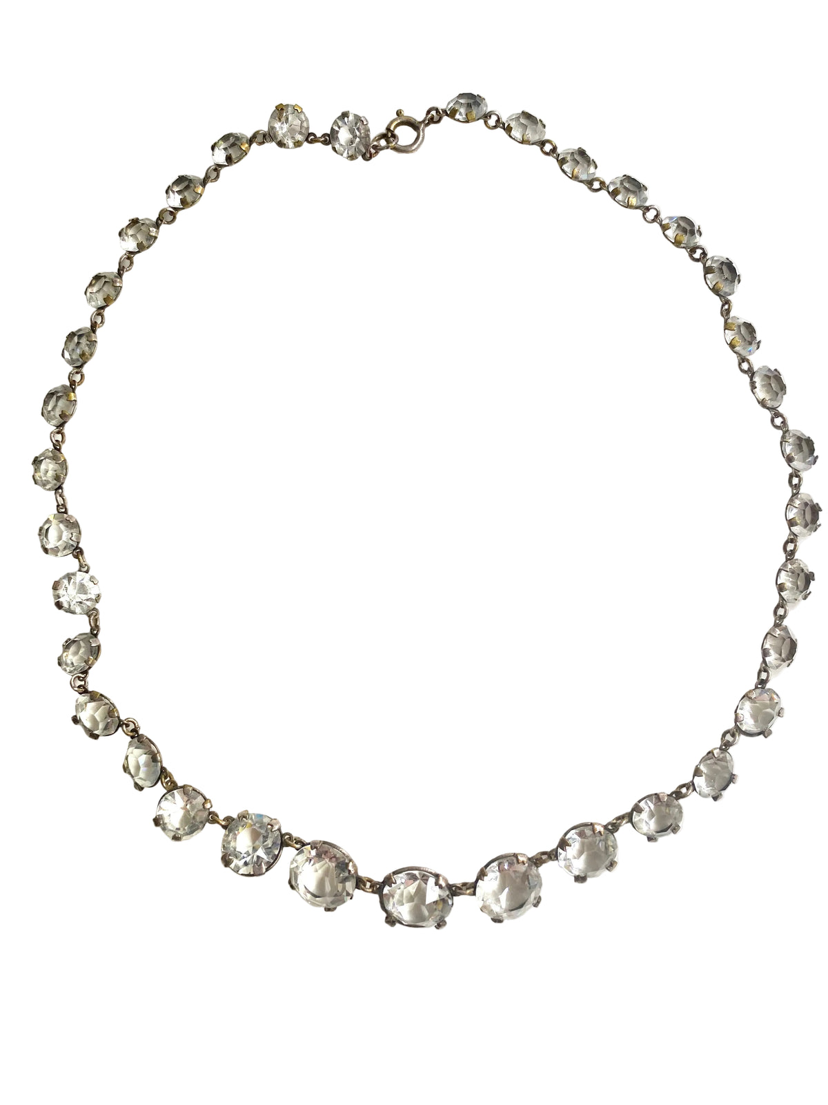 Antique Sterling Silver Rock Crystal Faceted Necklace