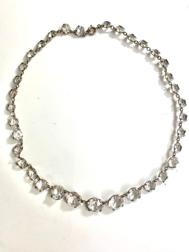 Antiques sterling silver rock Crystal faceted necklace