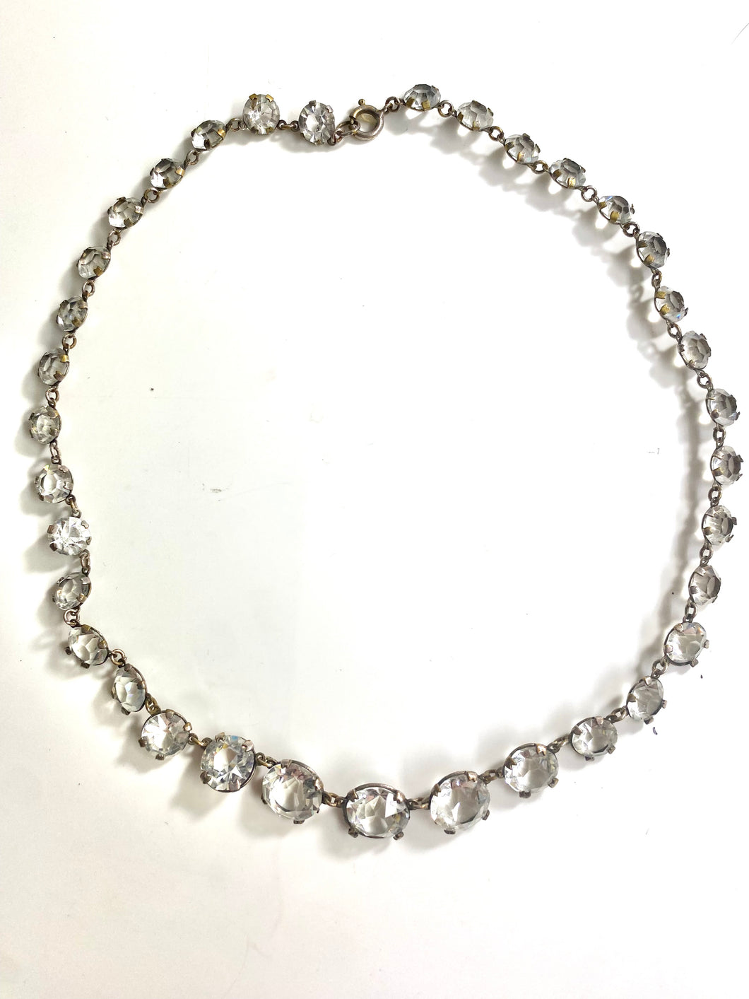 Antiques sterling silver rock Crystal faceted necklace