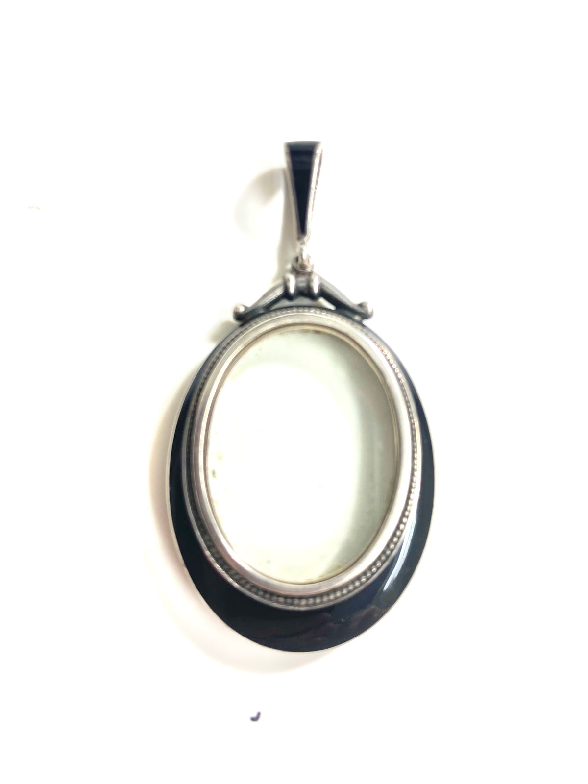 Sterling silver, black and ENAMEL glass locket