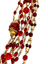 Multi Strand Red Crystal Beaded Necklace