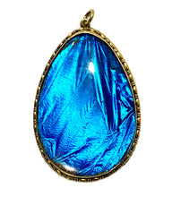 Antique Sterling Silver Gold Plate Kingfisher Wing Pendant