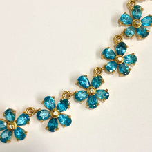 Sterling Silver Gold Plated Blue Topaz Daisy Necklace