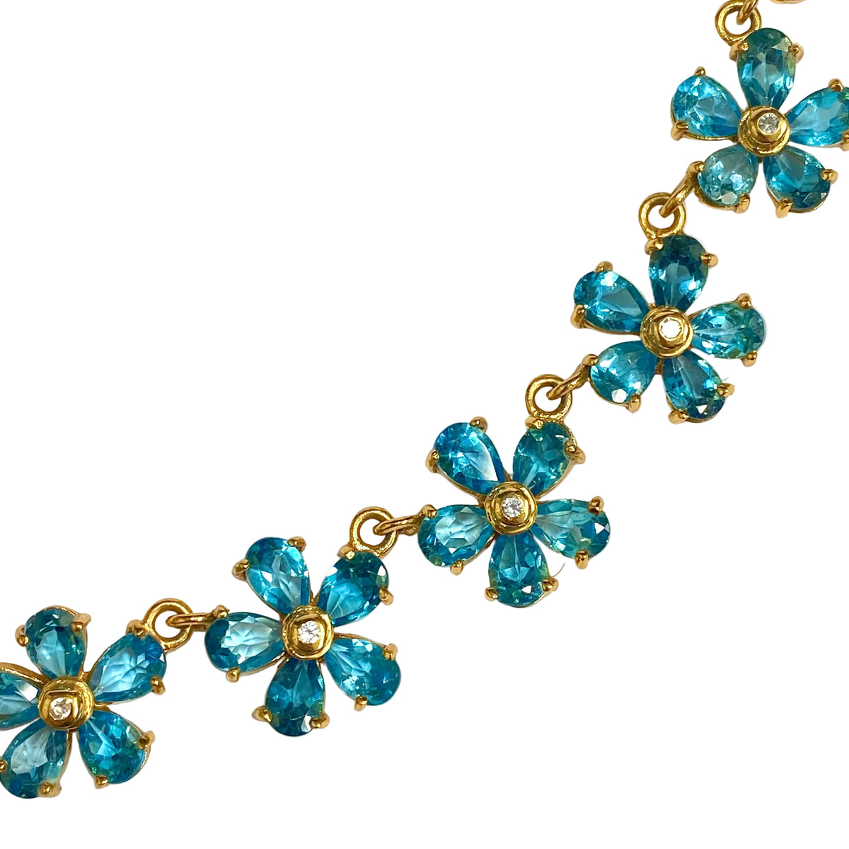Sterling Silver Gold Plated Blue Topaz Daisy Necklace