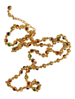 Sterling Silver Gold Plate Multi Gemstone Necklace