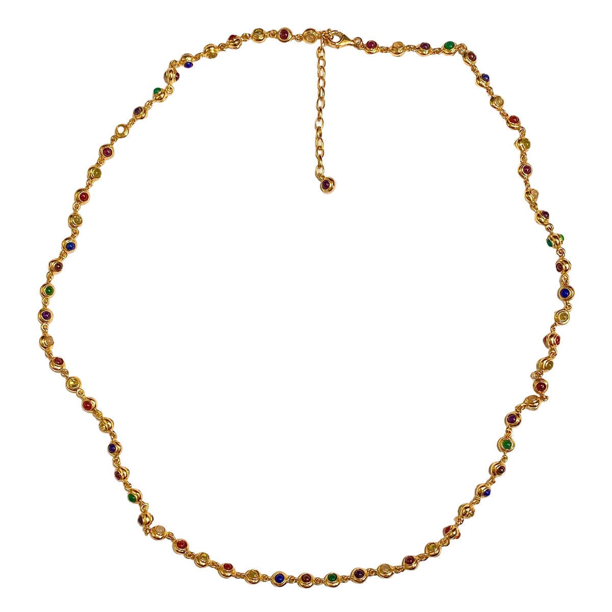 Sterling Silver Gold Plate Multi Gemstone Necklace