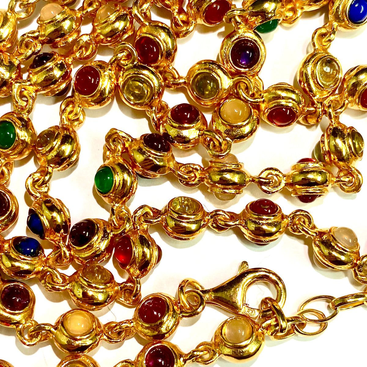 Sterling Silver Gold Plate Multi Gemstone Necklace