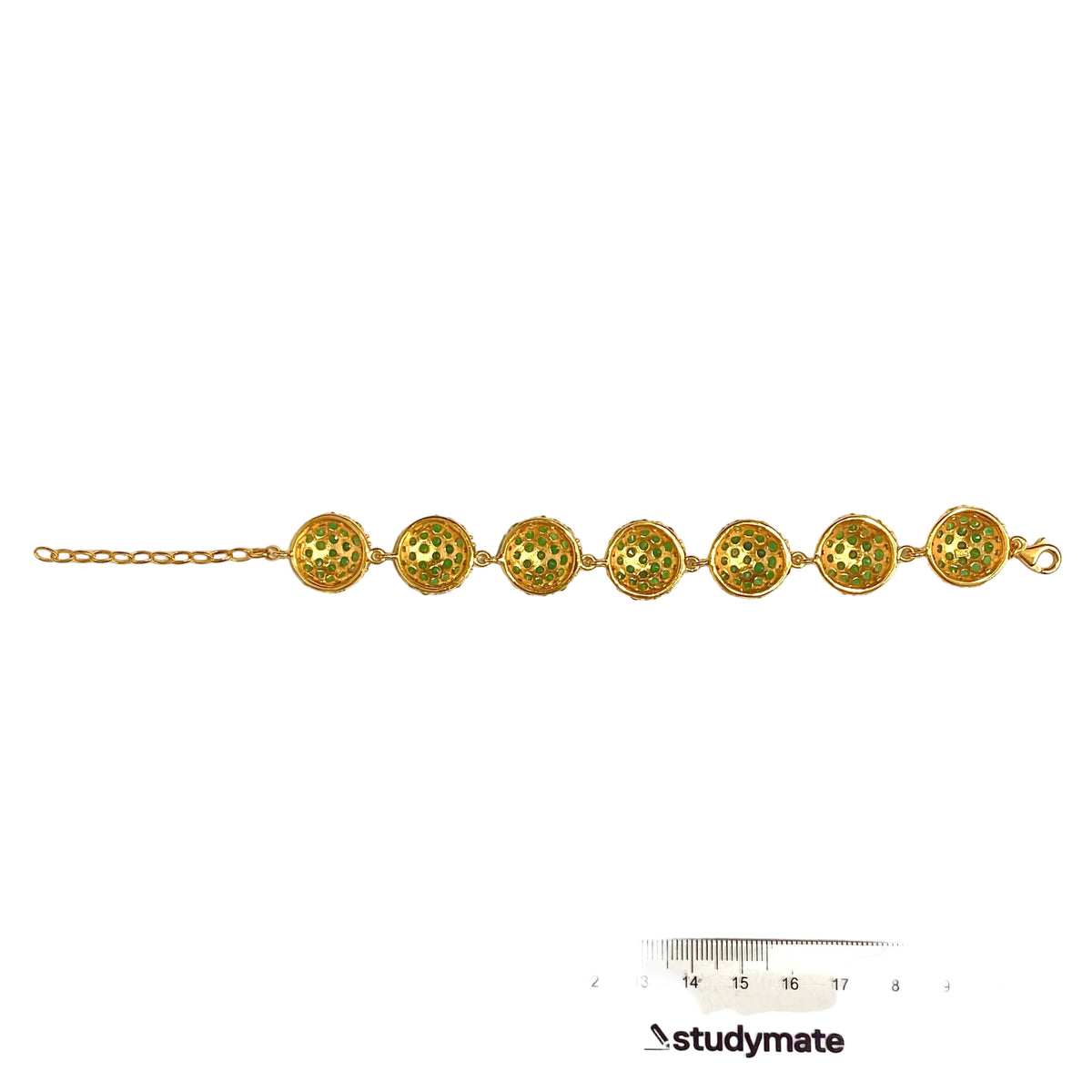 Sterling Silver Gold Plated Emerald Cluster Bracelet
