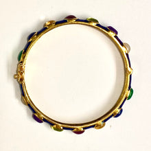 Sterling Silver Gold Plated Blue Enamel Gemstone Hinged Bangle