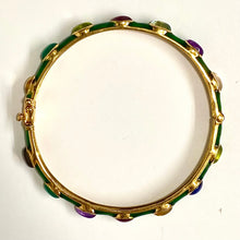 Sterling Silver Gold Plate Gemstone Hinged Bangle