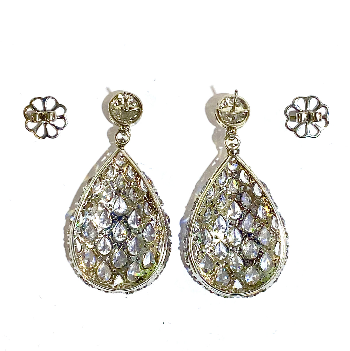 Sterling Silver White CZ Drop Earrings