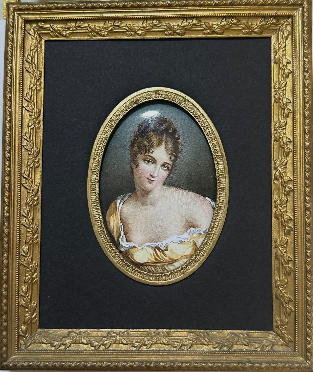 Antique Porcelain Portrait of Josephine framed in Gold