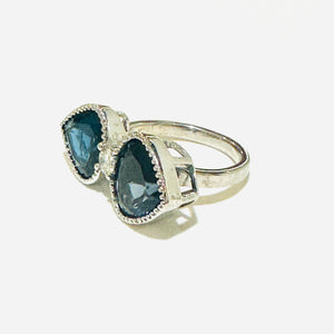 9ct White Gold London Blue Topaz and Diamond Ring