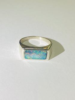 Sterling Silver Australian White Opal Inlay Ring