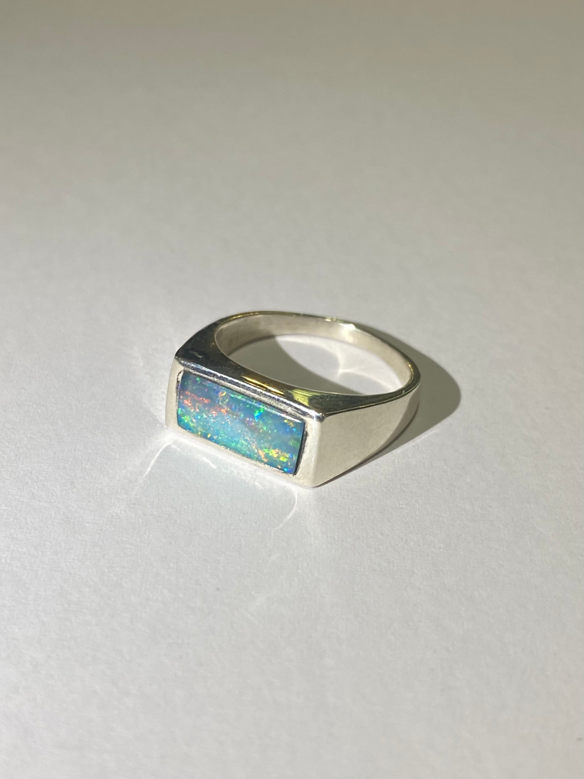 Sterling Silver Australian White Opal Inlay Ring