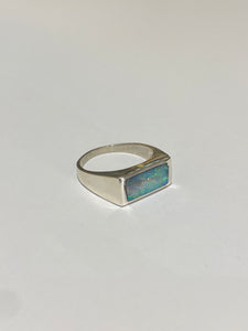 Sterling Silver Australian White Opal Inlay Ring