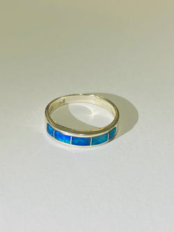 Sterling Silver Australian Black Opal Inlay Band