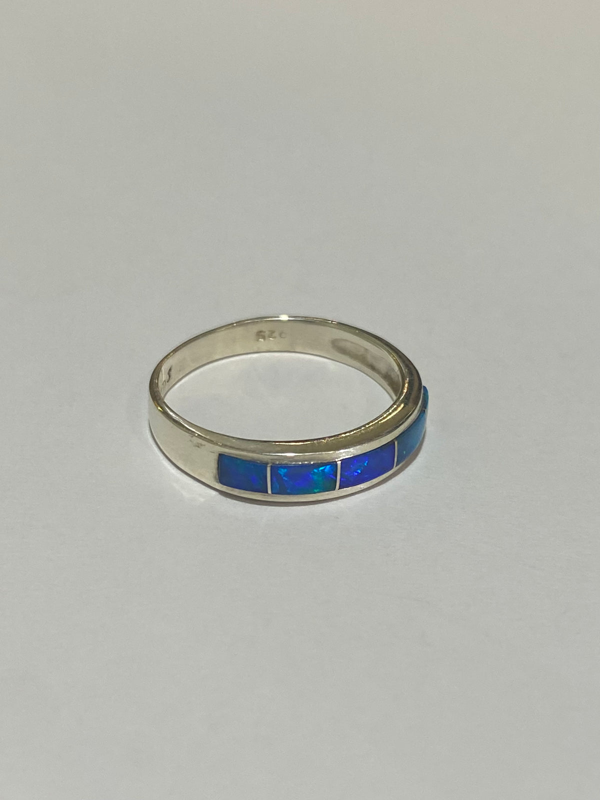 Sterling Silver Australian Black Opal Inlay Band