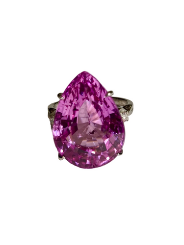 9ct White Gold 12ct Pink Topaz and Diamond