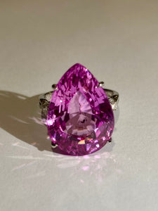 9ct White Gold 12ct Pink Topaz and Diamond