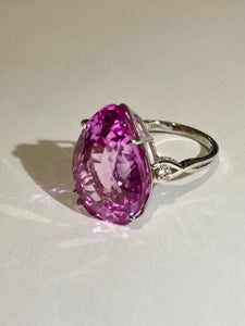 9ct White Gold 12ct Pink Topaz and Diamond
